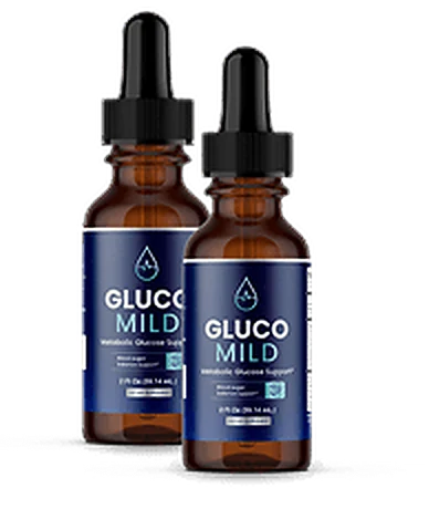 Two bottles of GlucoMild drops